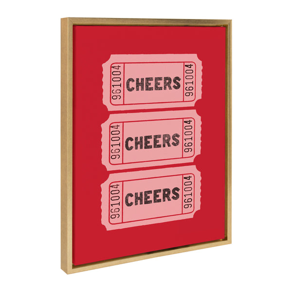 kate & laurel Sylvie Cheers Pink Red Ticket Framed Canvas by Alli Standefer