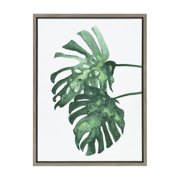 kate & laurel Sylvie Cheese Plant Leaves Framed Canvas by Viola Kreczmer