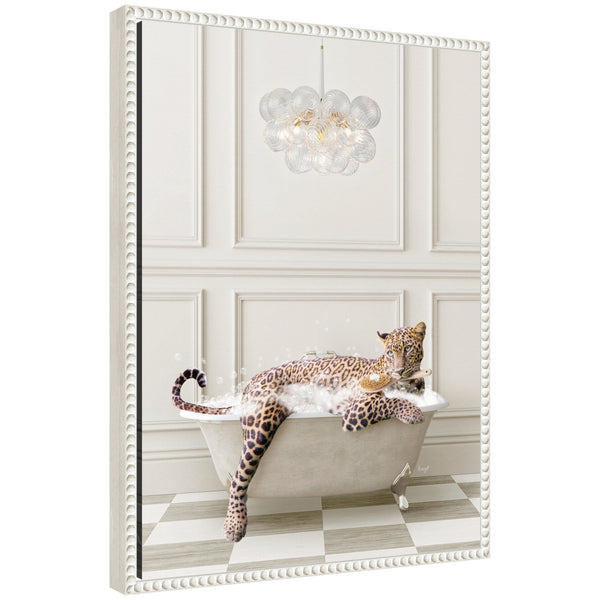Kate & Laurel Sylvie Cheetah Traditional Chandelier Bath Framed Canvas By Amy Peterson