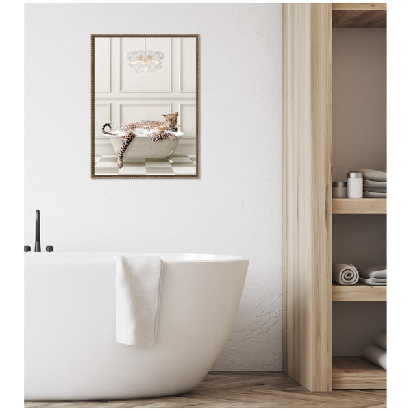 Kate & Laurel Sylvie Cheetah Traditional Chandelier Bath Framed Canvas By Amy Peterson