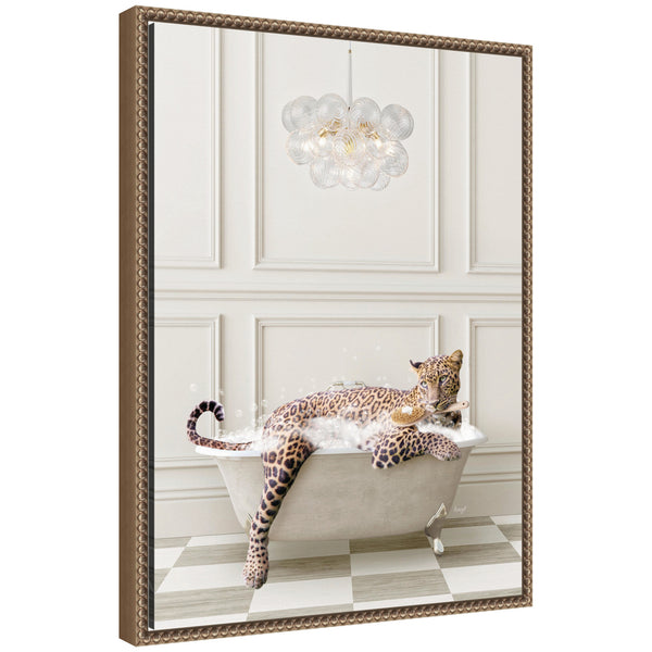 kate & laurel Sylvie Cheetah Traditional Chandelier Bath Framed Canvas by Amy Peterson