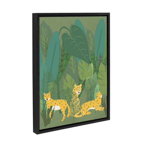 Kate & Laurel Sylvie Cheetahs In The Jungle Framed Canvas By Queenbe Monyei