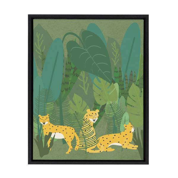 kate & laurel Sylvie Cheetahs in the Jungle Framed Canvas by Queenbe Monyei