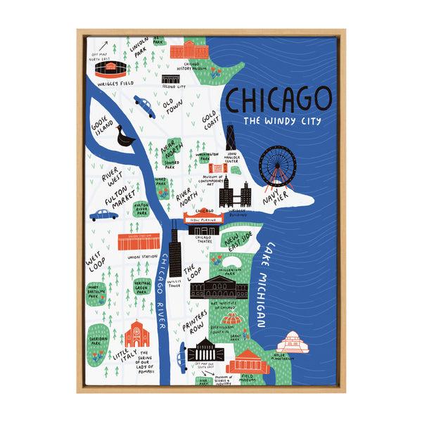 Kate & Laurel Sylvie Chicago Illustration Framed Canvas By Stacie Bloomfield