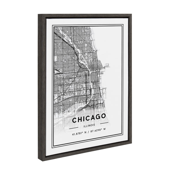 Kate & Laurel Sylvie Chicago Modern Map Framed Canvas By Jake Goossen