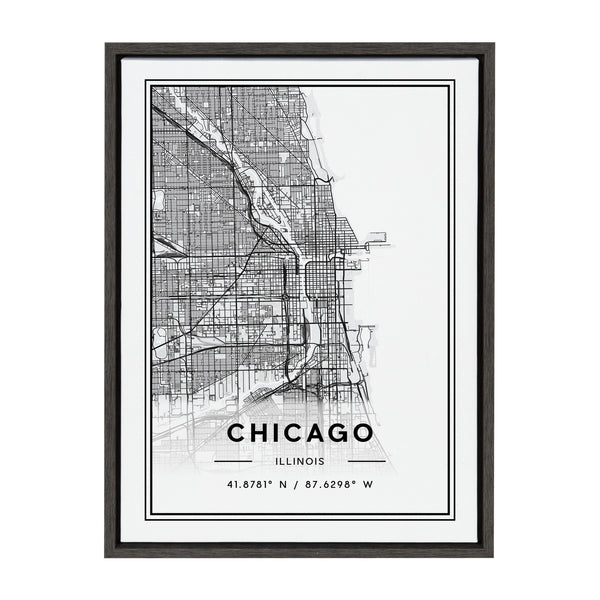 kate & laurel Sylvie Chicago Modern Map Framed Canvas by Jake Goossen