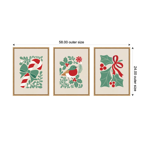 Kate & Laurel Sylvie Christmas Icons - 3 Piece Framed Canvas Art Set By Dominique Vari