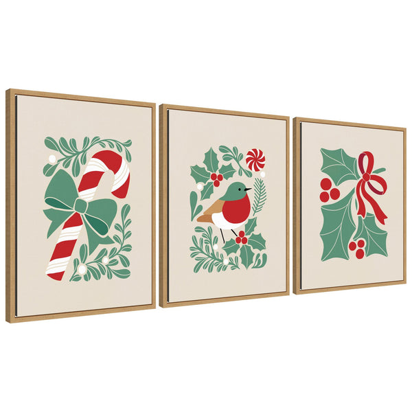 kate & laurel Sylvie Christmas Icons - 3 Piece Framed Canvas Art Set by Dominique Vari