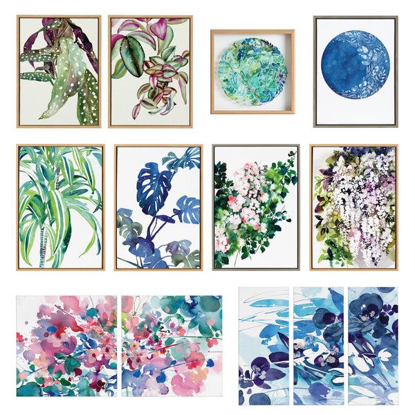 Kate & Laurel Sylvie CI Monstera Blue Magic Framed Canvas By Ingrid Sanchez Of CreativeIngrid