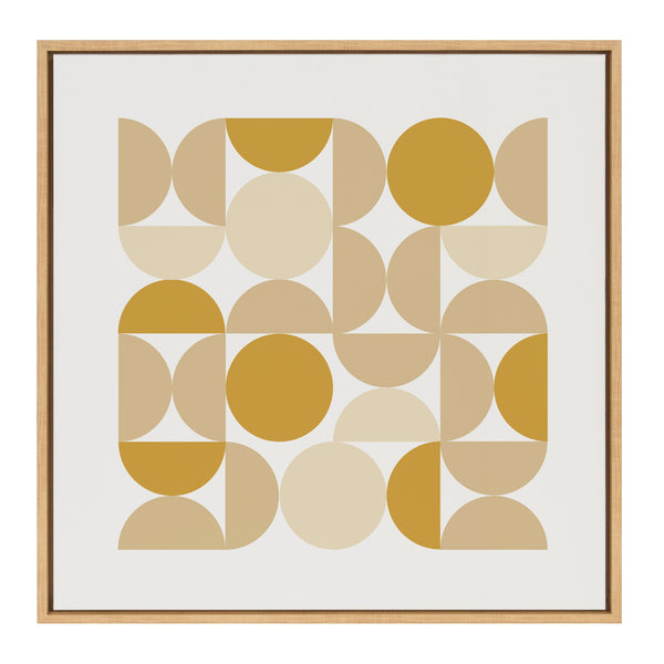 Kate & Laurel Sylvie Circles And Curves Earthy Neutral Framed Canvas By The Creative Bunch Studio