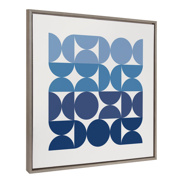 kate & laurel Sylvie Circles and Curves Ocean Beach Blues Framed Canvas by The Creative Bunch Studio