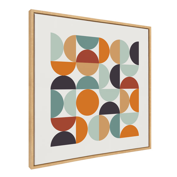 Kate & Laurel Sylvie Circles And Curves Retro Color Framed Canvas By The Creative Bunch Studio