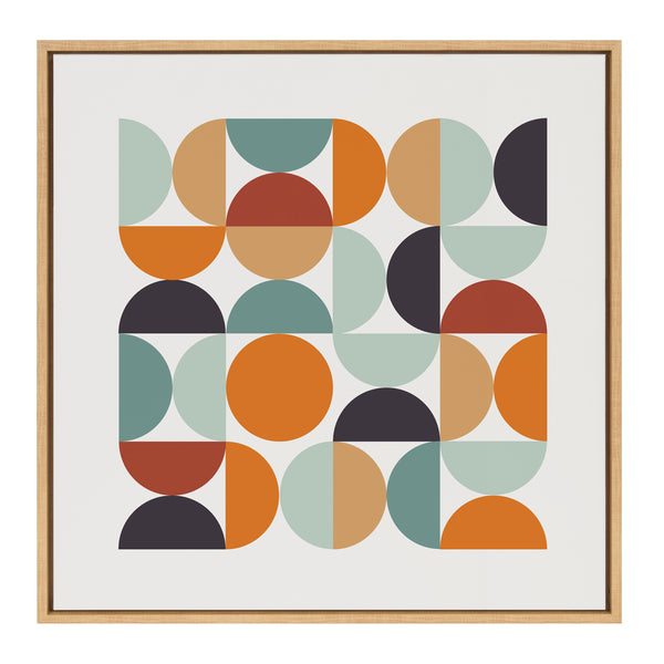 Kate & Laurel Sylvie Circles And Curves Retro Color Framed Canvas By The Creative Bunch Studio