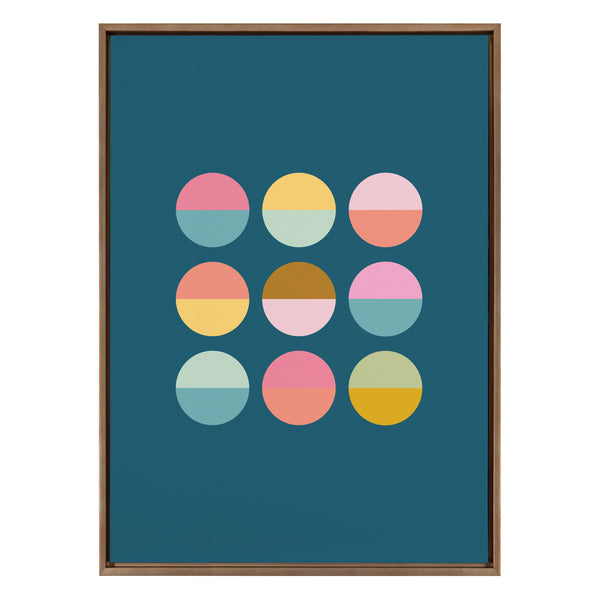 kate & laurel Sylvie Circles In Blue Framed Canvas by Apricot and Birch