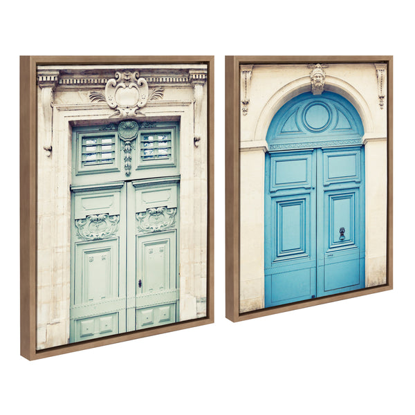 Kate & Laurel Sylvie Classic Parisian Door And Blue Paris Door Framed Canvas Art Set By Caroline Mint