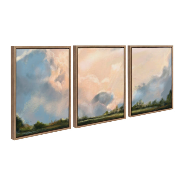 Kate & Laurel Sylvie Clouds Triptych Framed Canvas Art Set By Mary Sparrow