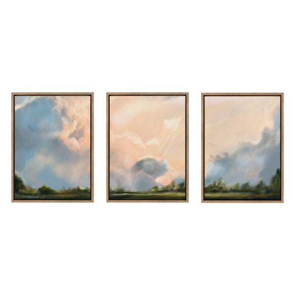 kate & laurel Sylvie Clouds Triptych Framed Canvas Art Set by Mary Sparrow