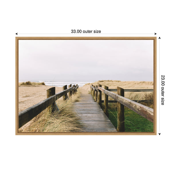 Kate & Laurel Sylvie Coastal Beach Boardwalk Ocean Landscape Framed Canvas By Patricia Hasz Of Patricia Rae Photography