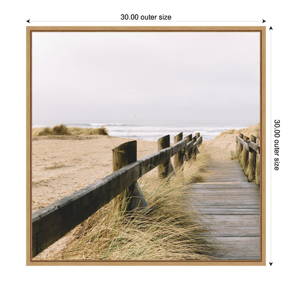 Kate & Laurel Sylvie Coastal Beach Grass Boardwalk To The Ocean Framed Canvas By Patricia Hasz Of Patricia Rae Photography