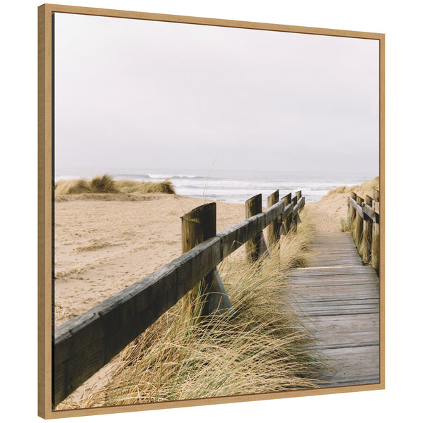 kate & laurel Sylvie Coastal Beach Grass Boardwalk to the Ocean Framed Canvas by Patricia Hasz of Patricia Rae Photography