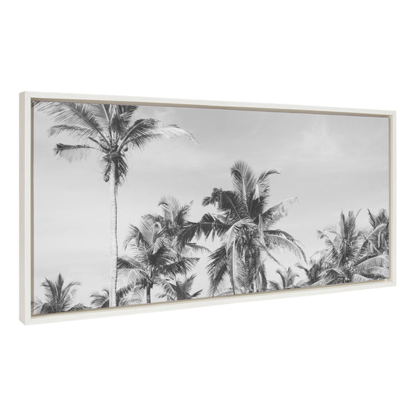 Kate & Laurel Sylvie Coastal Coconut Palm Tree Beach BW Framed Canvas By The Creative Bunch Studio