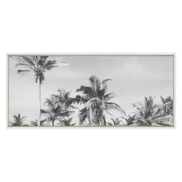 Kate & Laurel Sylvie Coastal Coconut Palm Tree Beach BW Framed Canvas By The Creative Bunch Studio