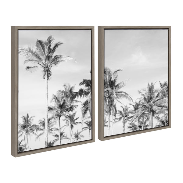 kate & laurel Sylvie Coastal Coconut Palm Tree Beach BW Framed Canvas Set by The Creative Bunch Studio