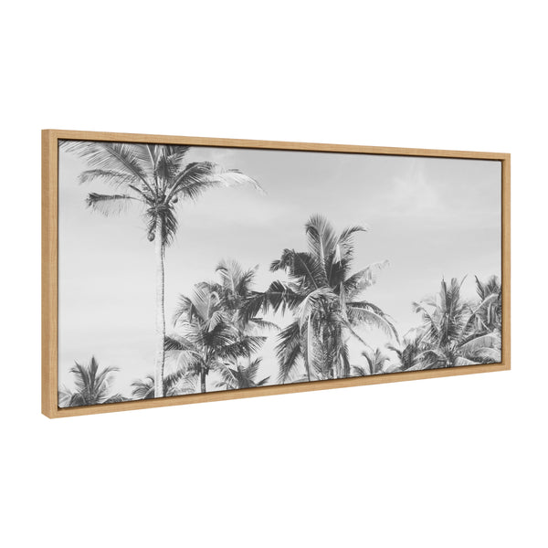 kate & laurel Sylvie Coastal Coconut Palm Tree Beach BW Framed Canvas by The Creative Bunch Studio