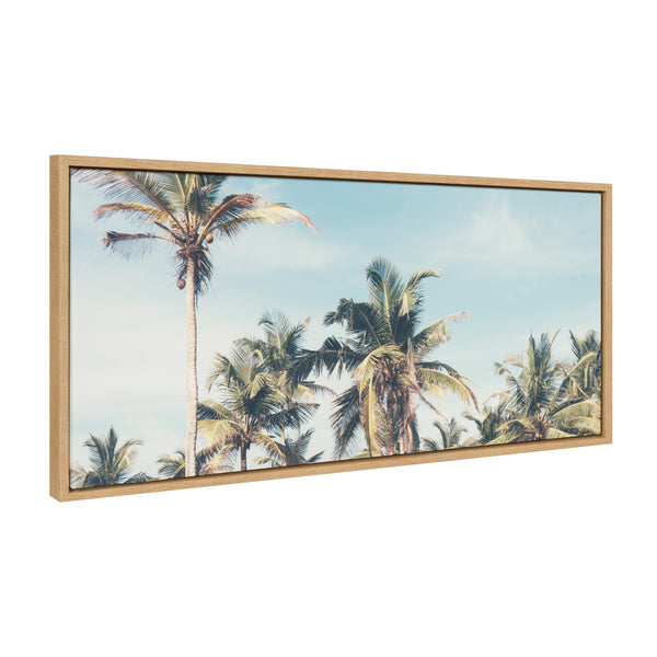 Kate & Laurel Sylvie Coastal Coconut Palm Tree Beach Framed Canvas By The Creative Bunch Studio