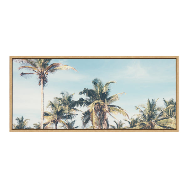 Kate & Laurel Sylvie Coastal Coconut Palm Tree Beach Framed Canvas By The Creative Bunch Studio