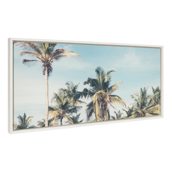 kate & laurel Sylvie Coastal Coconut Palm Tree Beach Framed Canvas by The Creative Bunch Studio