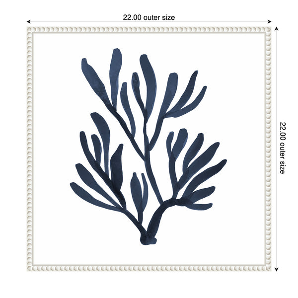 Kate & Laurel Sylvie Coastal Coral Seaweed Botanical 5 Framed Canvas By The Creative Bunch Studio