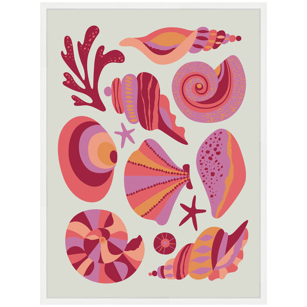 Kate & Laurel Sylvie Coastal Ocean Seashells Framed Canvas By Rachel Lee