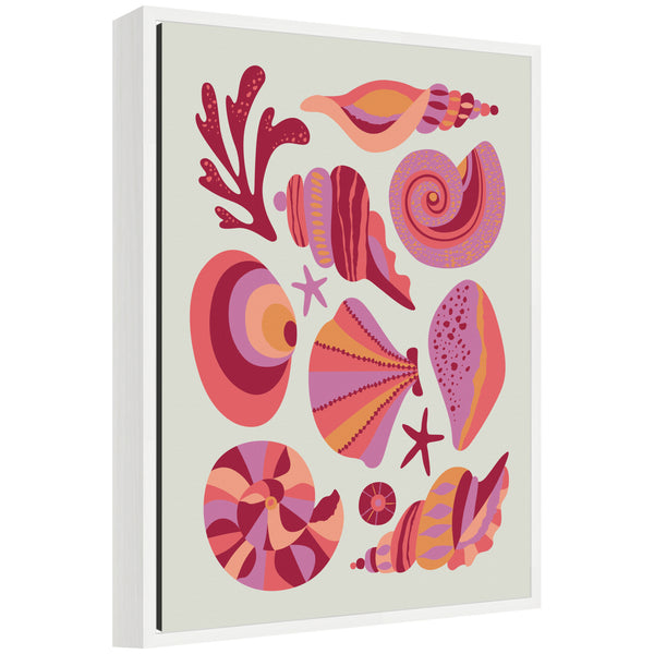 kate & laurel Sylvie Coastal Ocean Seashells Framed Canvas by Rachel Lee