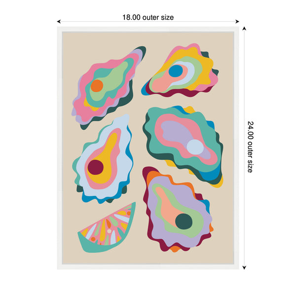 Kate & Laurel Sylvie Coastal Oysters And Lemon Framed Canvas By Rachel Lee