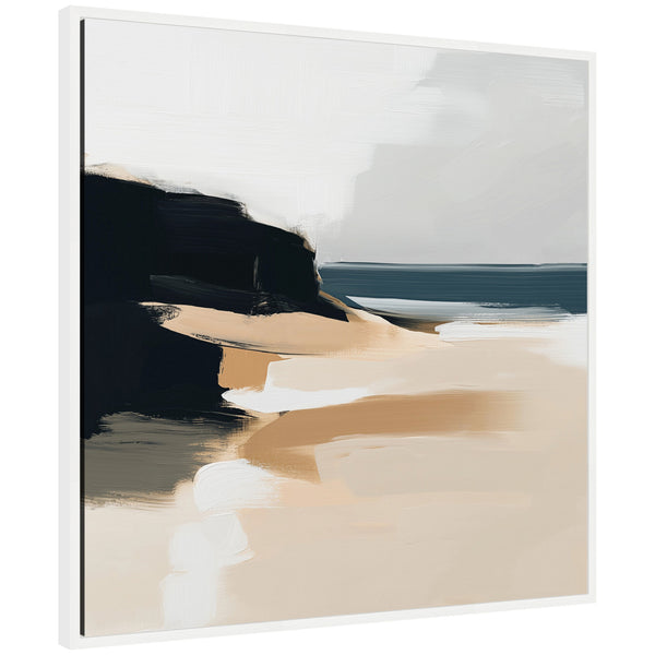 Kate & Laurel Sylvie Coastal Sand Modern Abstract Landscape I Framed Canvas By The Creative Bunch Studio