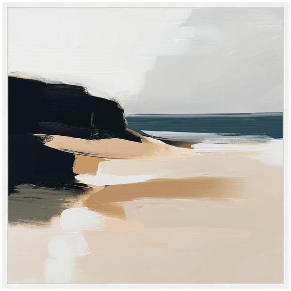 Kate & Laurel Sylvie Coastal Sand Modern Abstract Landscape I Framed Canvas By The Creative Bunch Studio