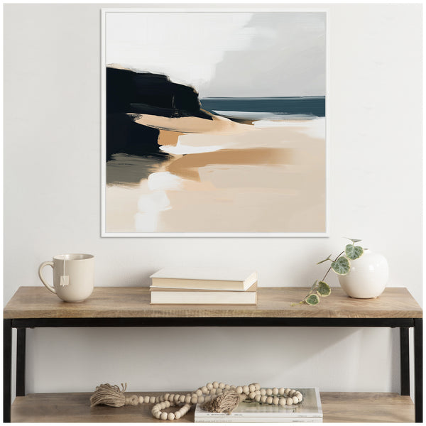 Kate & Laurel Sylvie Coastal Sand Modern Abstract Landscape I Framed Canvas By The Creative Bunch Studio