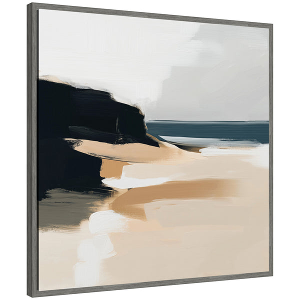 kate & laurel Sylvie Coastal Sand Modern Abstract Landscape I Framed Canvas by The Creative Bunch Studio