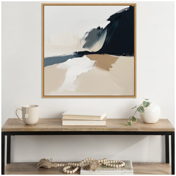 Kate & Laurel Sylvie Coastal Sand Modern Abstract Landscape II Framed Canvas By The Creative Bunch Studio