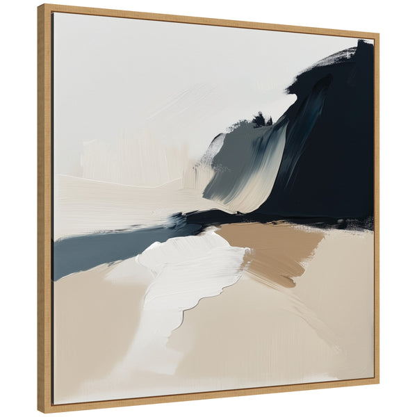kate & laurel Sylvie Coastal Sand Modern Abstract Landscape II Framed Canvas by The Creative Bunch Studio