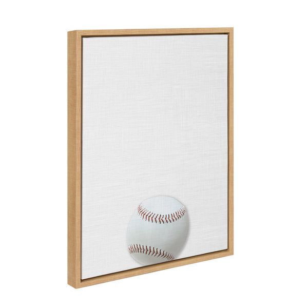 Kate & Laurel Sylvie Color Baseball Portrait Framed Canvas Natural 18x24