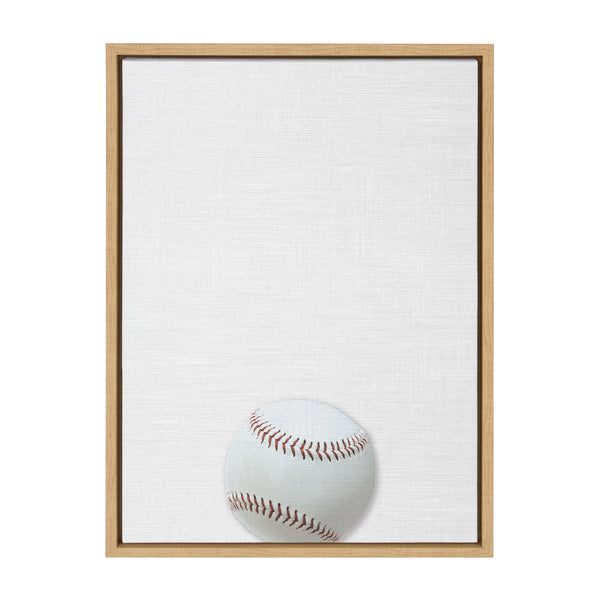 kate & laurel Sylvie Color Baseball Portrait Framed Canvas Natural 18x24