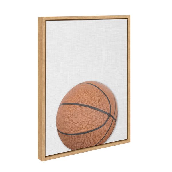 Kate & Laurel Sylvie Color Basketball Portrait Framed Canvas Natural 18x24