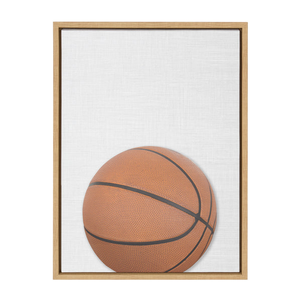 kate & laurel Sylvie Color Basketball Portrait Framed Canvas Natural 18x24
