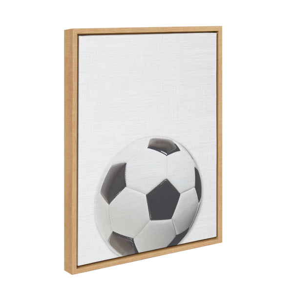 Kate & Laurel Sylvie Color Soccer Ball Portrait Framed Canvas Natural 18x24