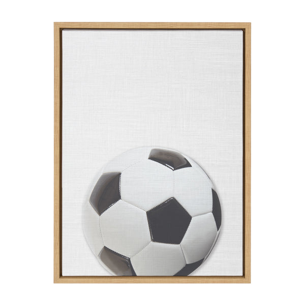 kate & laurel Sylvie Color Soccer Ball Portrait Framed Canvas Natural 18x24