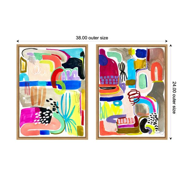 Kate & Laurel Sylvie Colorful Abstract 10 And 12 Framed Canvas Art Set By Emma Daisy