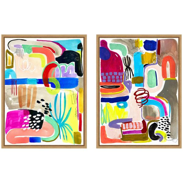 kate & laurel Sylvie Colorful Abstract 10 and 12 Framed Canvas Art Set by Emma Daisy