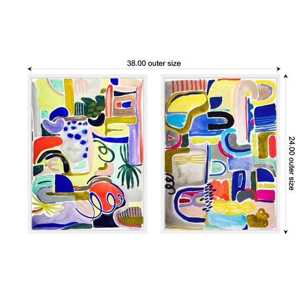 Kate & Laurel Sylvie Colorful Abstract 6 And 7 Framed Canvas Art Set By Emma Daisy